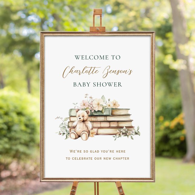 New Chapter Floral Book Baby Shower Welcome Poster (Creator Uploaded)