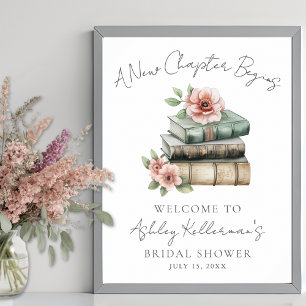 New Chapter Floral Book Bridal Shower Welcome Sign