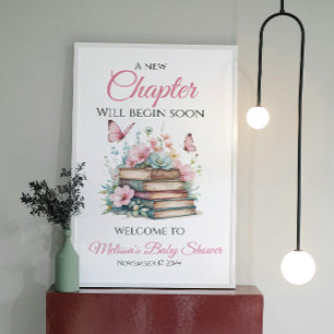 New Chapter Girl Storybook Baby Shower Welcome Poster