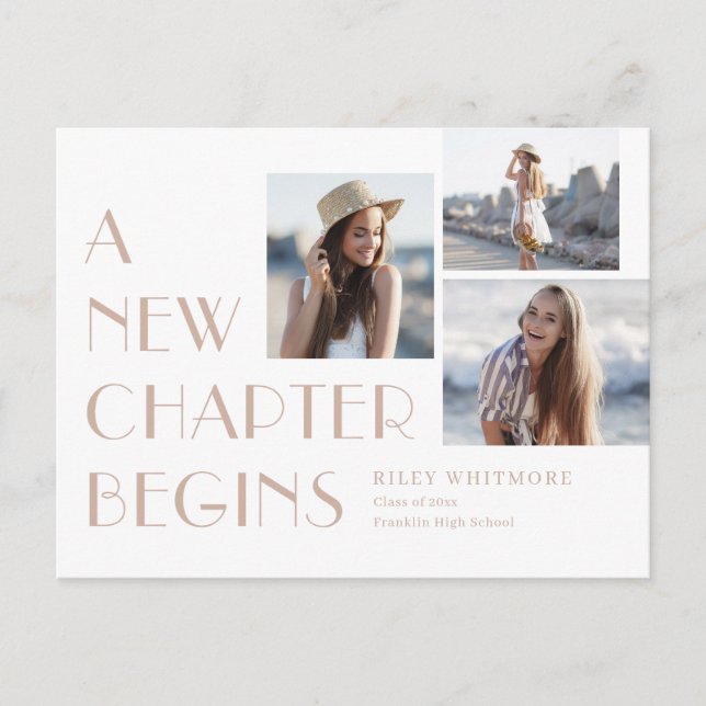 New Chapter Graduation Announcement Postcard (Front)