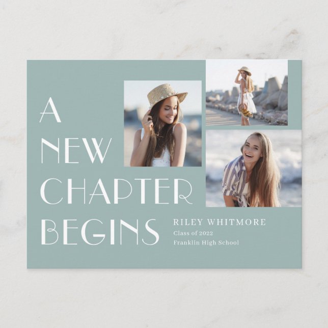 New Chapter Graduation Announcement Postcard (Front)