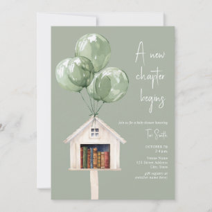 New Chapter Library Balloons Book Baby Shower Invitation