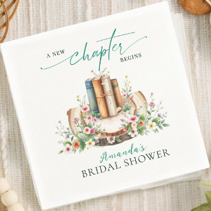 New Chapter Lovers Book Floral Bridal Shower Napkin