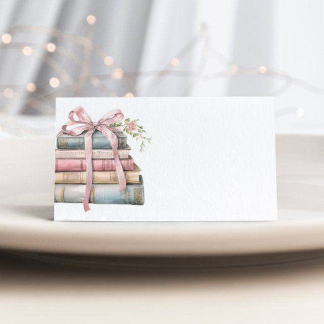 New Chapter Pink Bow Books Baby Shower place card (Creator Uploaded)