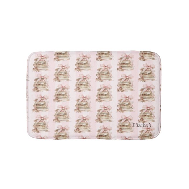 New Chapter Pink Bow Stripes Bath Mat (Front)