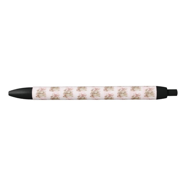 New Chapter Pink Bow Stripes Black Ink Pen (Front)