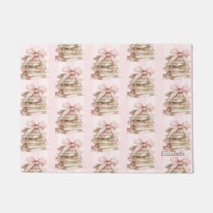 New Chapter Pink Bow Stripes Doormat
