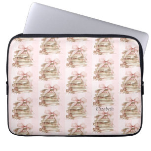 New Chapter Pink Bow Stripes Laptop Sleeve