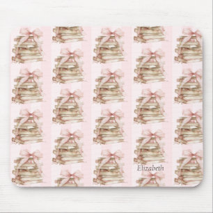 New Chapter Pink Bow Stripes Mouse Mat