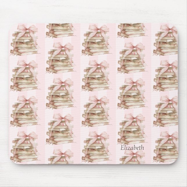 New Chapter Pink Bow Stripes Mouse Mat (Front)