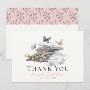 New Chapter Pink Floral Bridal Shower Thank You Card