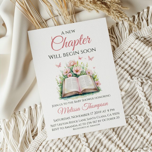 New Chapter Pink Girl Brunch Book Baby Shower Invitation (Creator Uploaded)