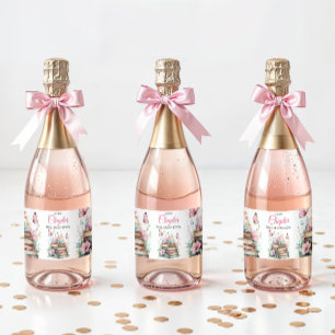 New Chapter Pink Girl Storybook Book Baby Shower Sparkling Wine Label