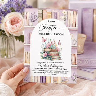 New Chapter Poetcore Pink Girl Book Baby Shower Invitation