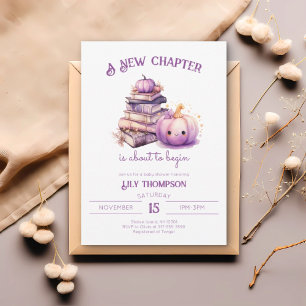 New Chapter Pumpkin Autumn Fall Baby Shower Invitation
