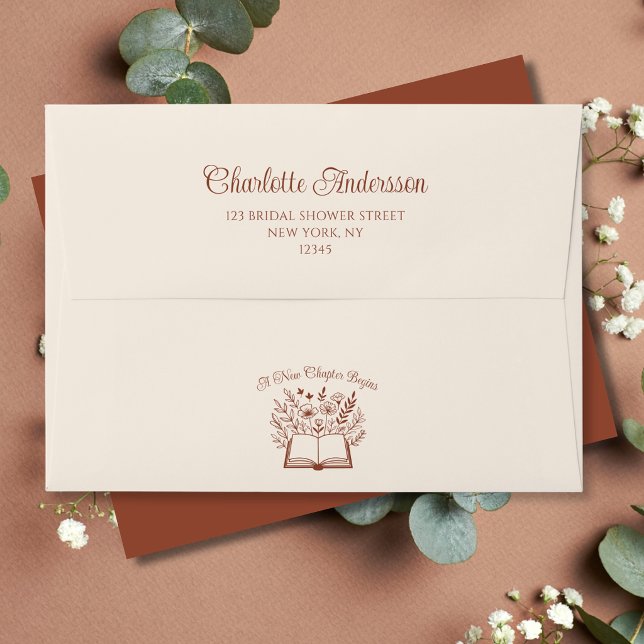 New Chapter Script Bridal Shower Return Address Envelope (Creator Uploaded)
