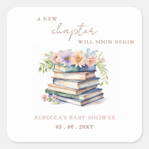 New Chapter Story book Gender Neutral Baby Shower Square Sticker