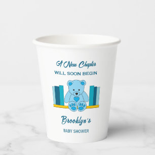 New Chapter Storybook Baby Shower Blue Teddy Bear Paper Cups