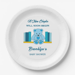New Chapter Storybook Baby Shower Blue Teddy Bear Paper Plate