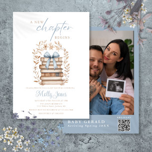 New Chapter Storybook Blue Baby Shower Photo Invitation