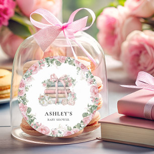 New Chapter Storybook Floral Baby Shower Classic Round Sticker