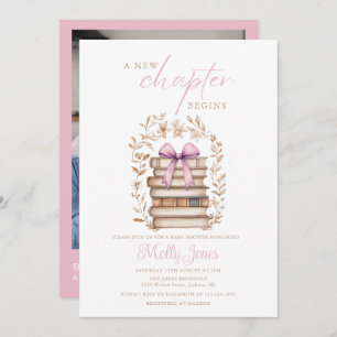 New Chapter Storybook Pink Baby Shower Photo Invitation