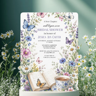 New Chapter Tea Butterflies Book Bridal Shower Invitation