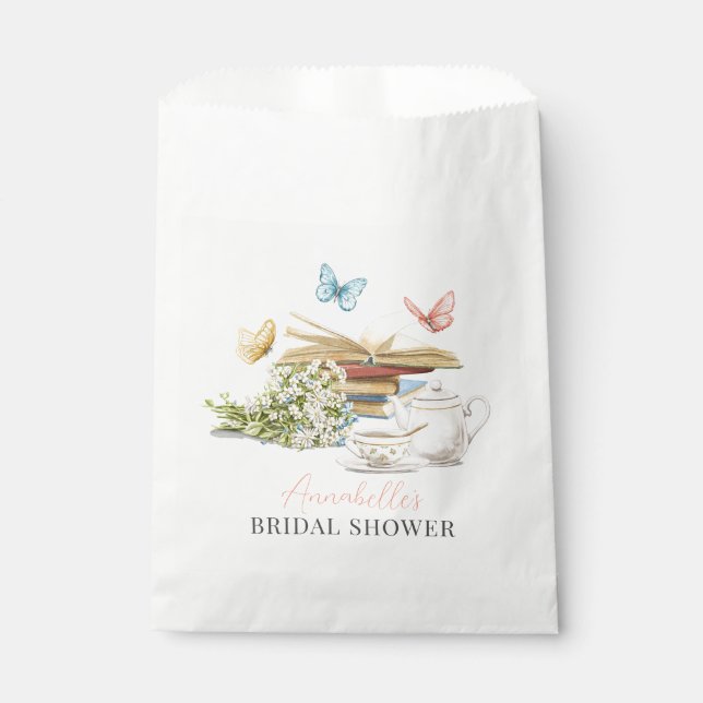 New Chapter Tea Set Butterflies Book Bridal Shower Favour Bags (Front)