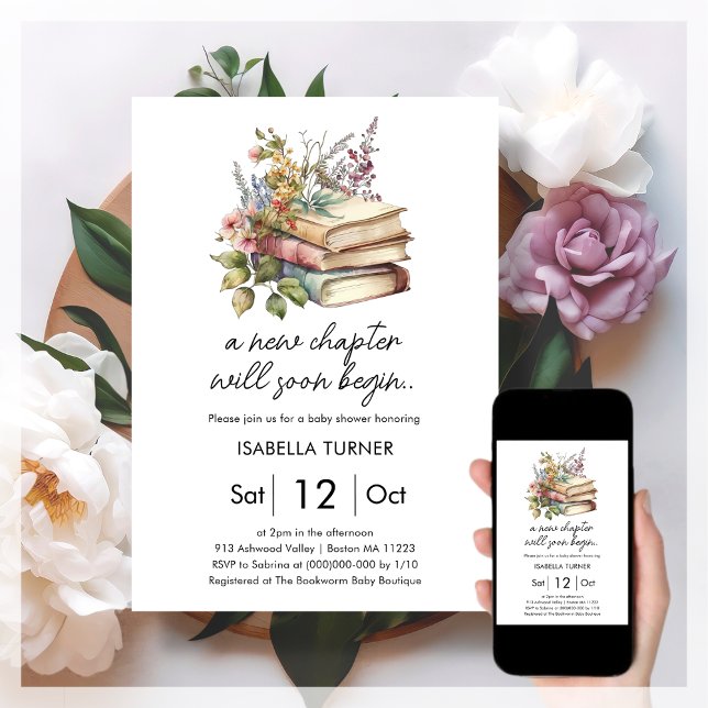 New Chapter | White Book Baby Shower Invitation (Creator Uploaded)