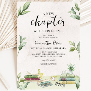 New Chapter Will Soon Begin Baby Shower Invitation