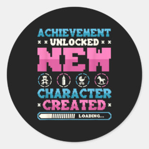 New Character D Gamer Pregnancy Announcement  Classic Round Sticker