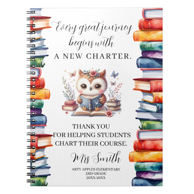 New Charter Teacher Appreciation Book Quote Gift  (Front)