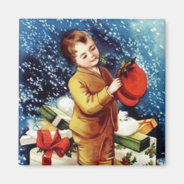 New Christmas Hat Vintage Magnet (Front)