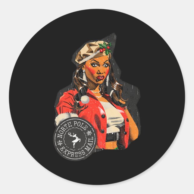 New Christmas North Le Express Mail Design Made Wi Classic Round Sticker (Front)