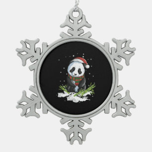 New christmas panda snow winter christmas snowflake pewter christmas ornament