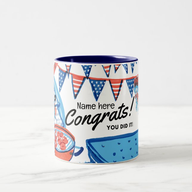 New Citizen Gift - American Patriotic USA  Two-Tone Coffee Mug (Center)