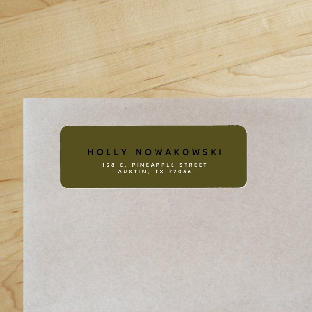 New Classic Modern Moss Green Return Address ("Everyday is abundantly beautiful." 
Sincerely Best Wishes from Lucky Design World)
