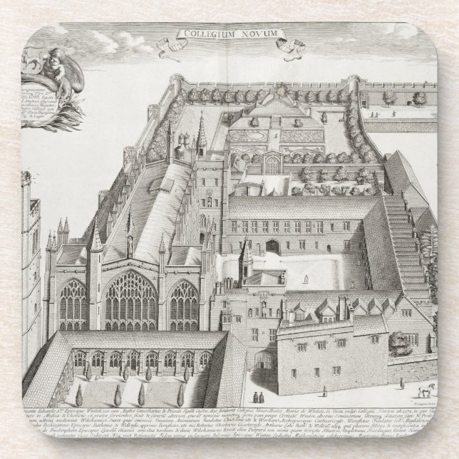 New College, Oxford, from 'Oxonia Illustrata', pub Coaster (Front)