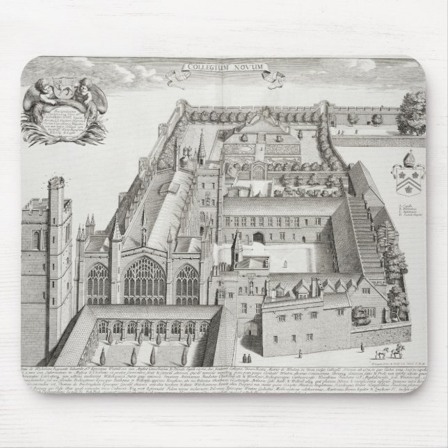 New College, Oxford, from 'Oxonia Illustrata', pub Mouse Mat (Front)