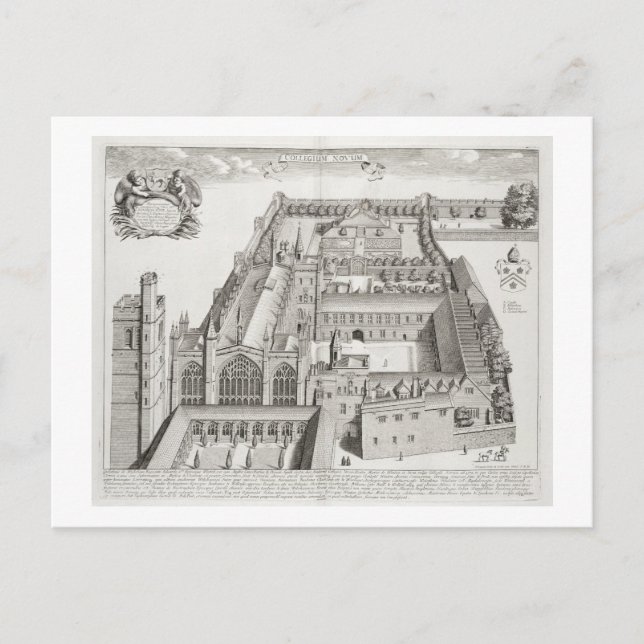 New College, Oxford, from 'Oxonia Illustrata', pub Postcard (Front)