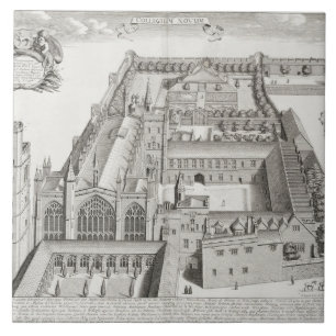 New College, Oxford, from 'Oxonia Illustrata', pub Tile