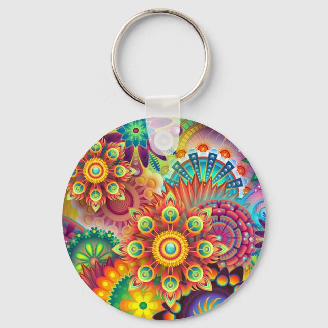 New Colourful Abstract BackGround Key Ring (Front)