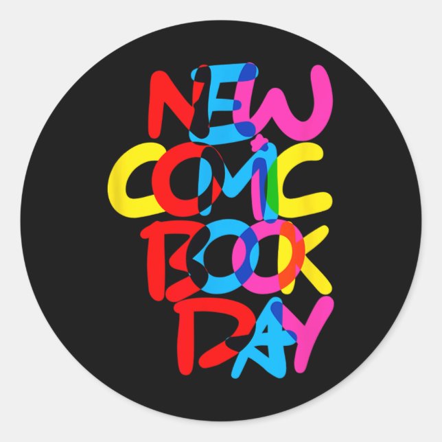 New Comic Book Day (overlap)  Classic Round Sticker (Front)