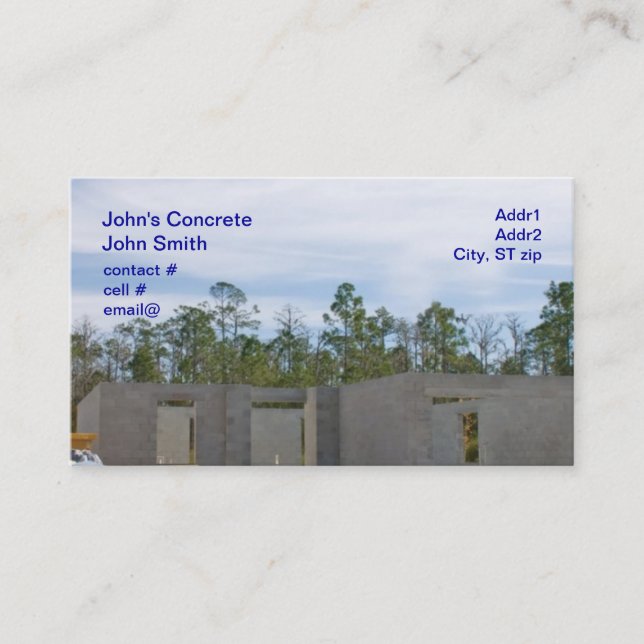new concrete block home business card (Front)