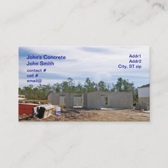 new concrete block home business card (Front)