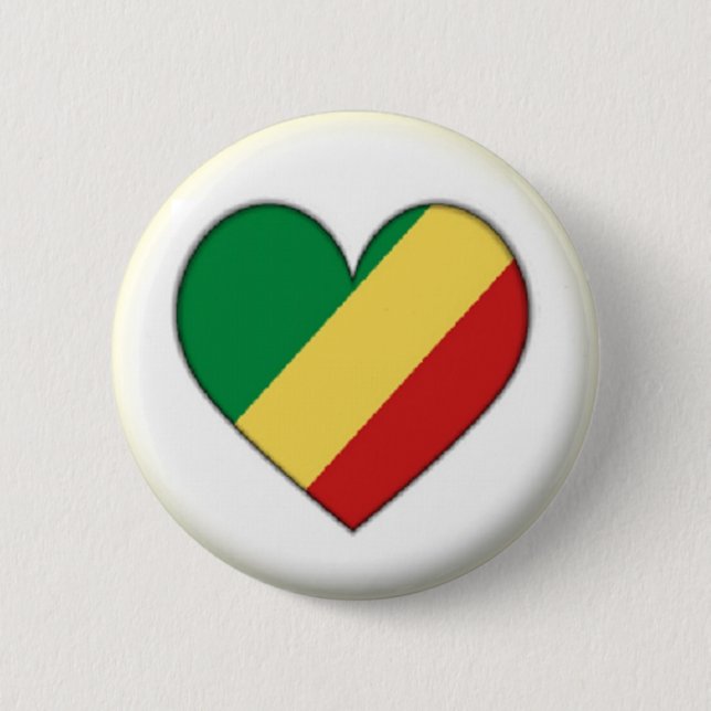 NEW!! - CONGO-BRAZZAVILLE HEART PIN BACK BADGE (Front)