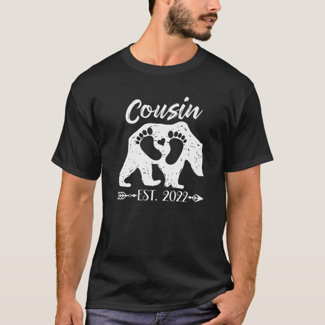 New Cousin Bear Est 2022 Baby Shower Announcement T-Shirt (Front)