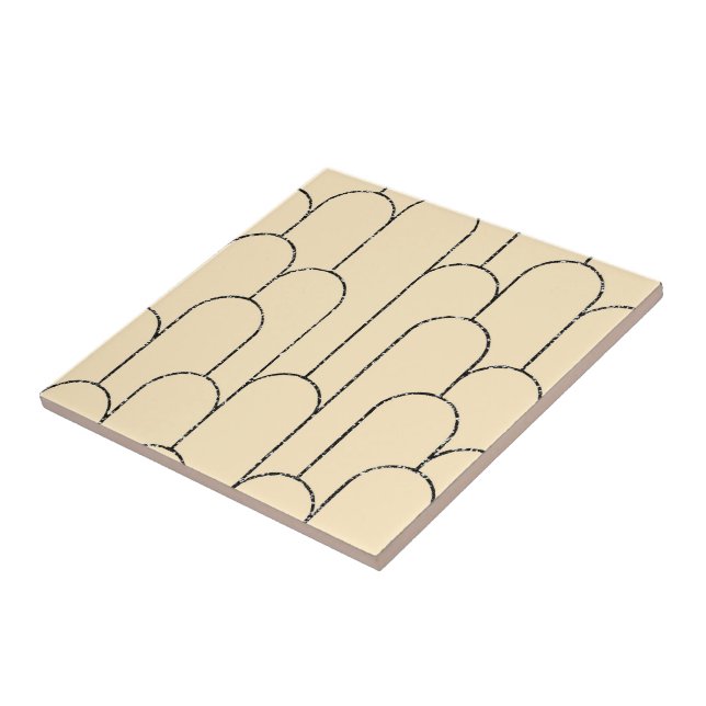 New Cream and Black Art Deco Ceramic Tile (Side)