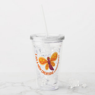 New creation cute butterfly cartoon bible verse acrylic tumbler