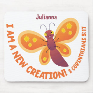 New creation cute butterfly cartoon bible verse mouse mat